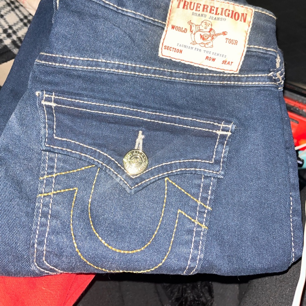 True Religion Skinny Flap Jeans in Deep Indigo